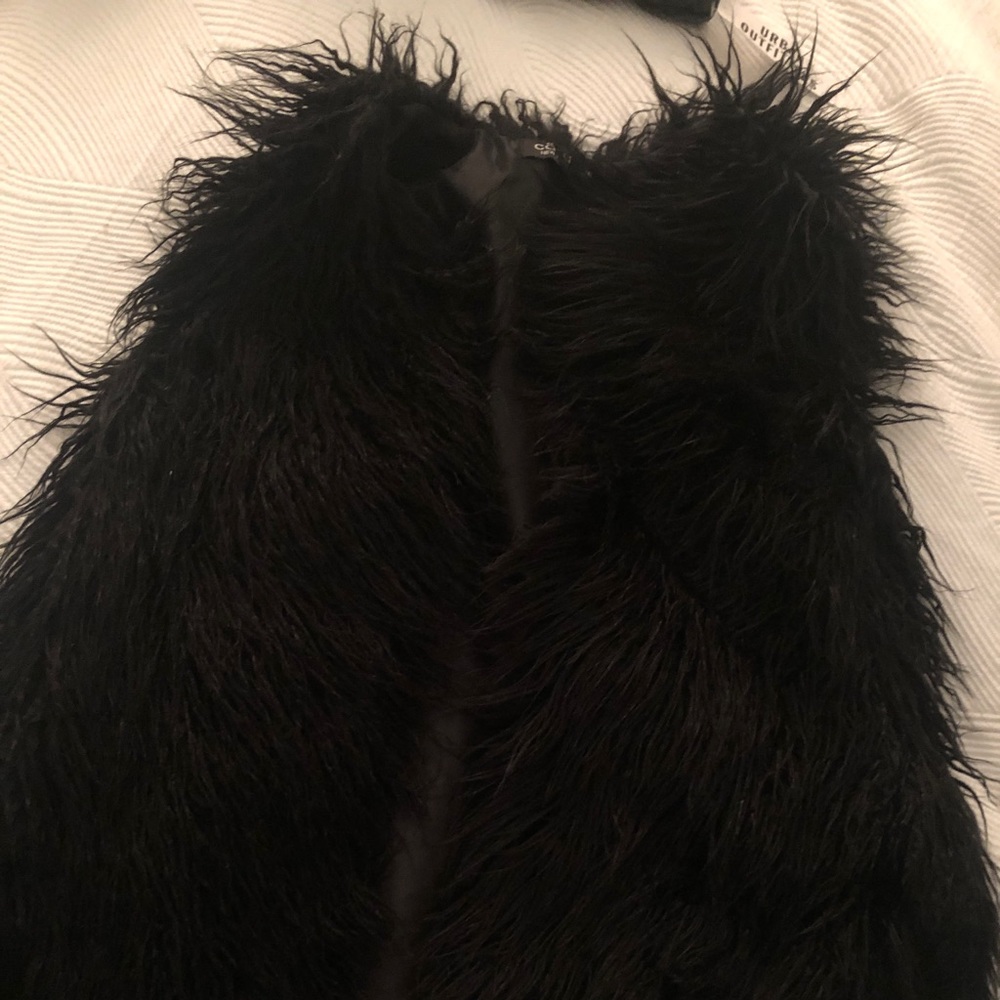 Cara Black Fur Vest
